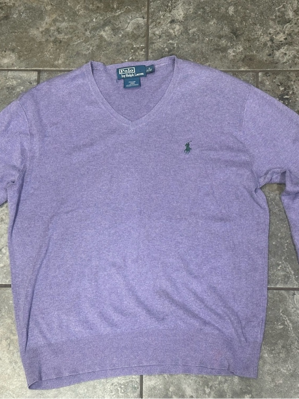 Polo by Ralph Lauren Lavender V-Neck Sweater with Green Pony